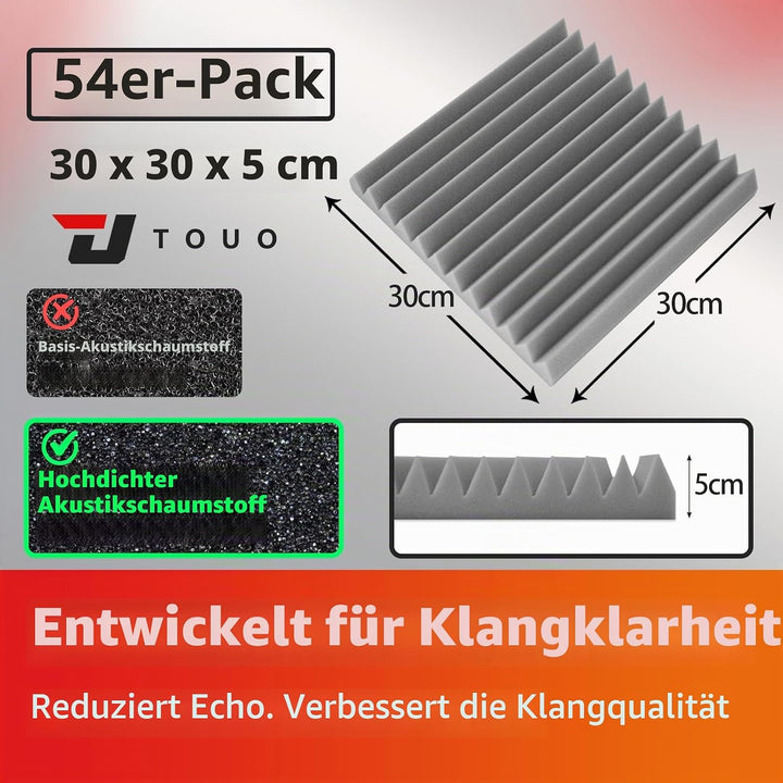 Akustikplatten, schalldichte Schaumstoffplatten für die Wand, 30,5 x 30,5 x 5,1 cm, schwer entflammb
