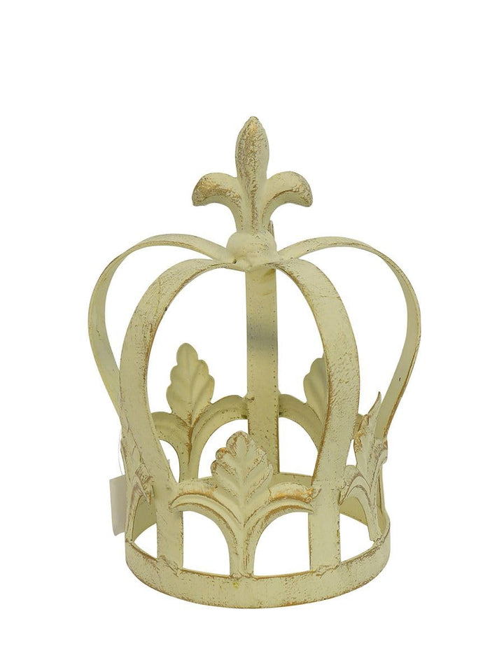 Pflanzkrone Metall Rankhilfe Shabby Chic altweiss Deko-Krone Vintage für Haus und Garten H: 21 cm -1