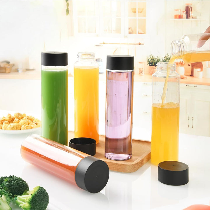 KAHEIGN 13St. Klare Saftflaschen aus PET-Kunststoff, 400 ml Leere Smoothie-Trinkflaschen mit Deckel