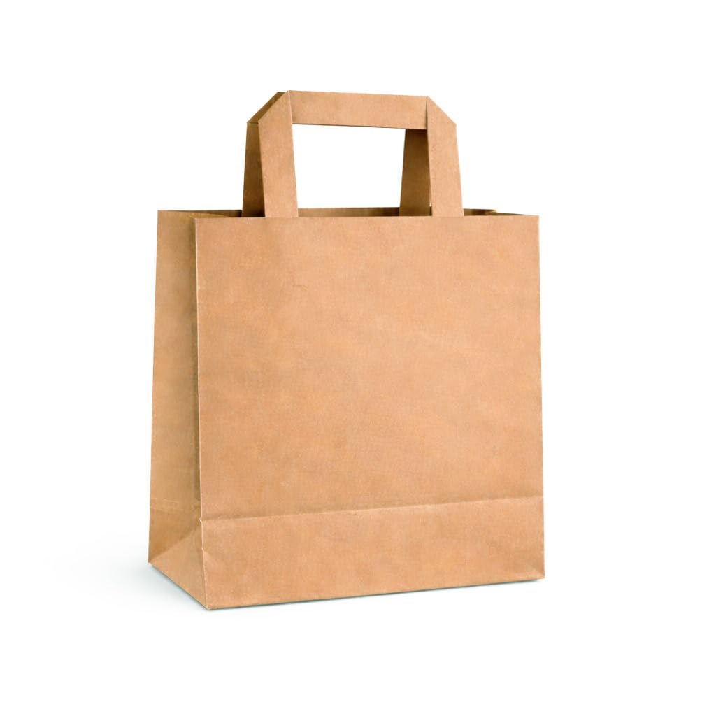 250 Papiertüten Braun mit Henkel 18+8x22cm – Papiertragetaschen und Papiertaschen mit Henkel aus sta
