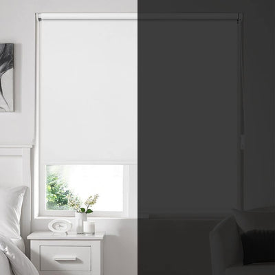 Eurohome Verdunkelungsrollo Thermo Rollo 100x130cm (Stoffbreite 96 cm) Weiss Klemmfix ohne Bohren mi