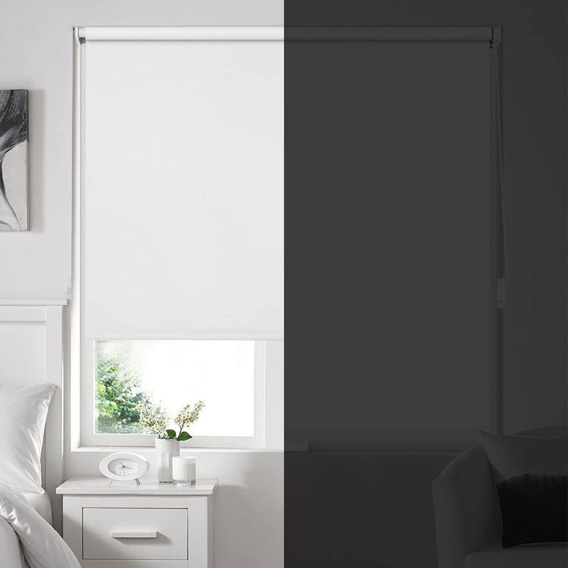 Eurohome Verdunkelungsrollo Thermo Rollo 100x130cm (Stoffbreite 96 cm) Weiss Klemmfix ohne Bohren mi