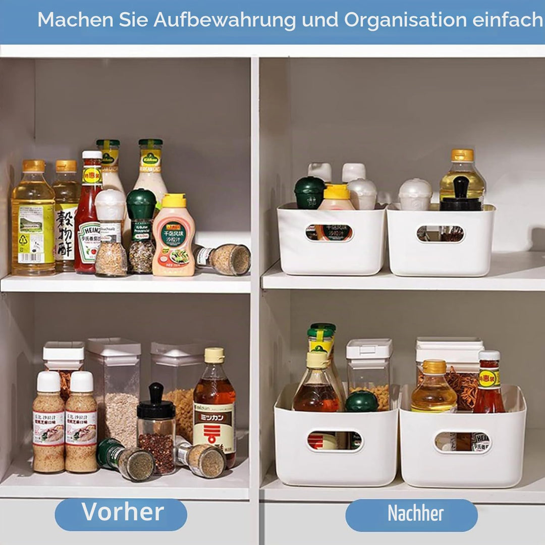 10 Stück Aufbewahrungsbox Kunststoff Aufbewahrungskorb Küchenschrank Organizer mit Griffen Korb Aufb
