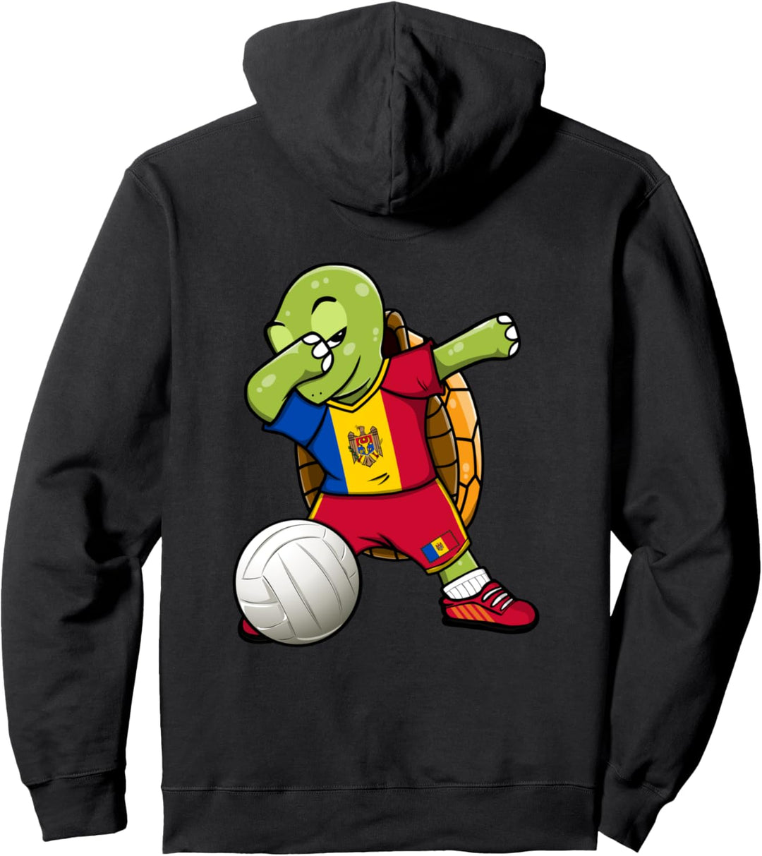 Dabbing Schildkröte Moldawien Volleyball Moldawische Flagge Pullover Hoodie