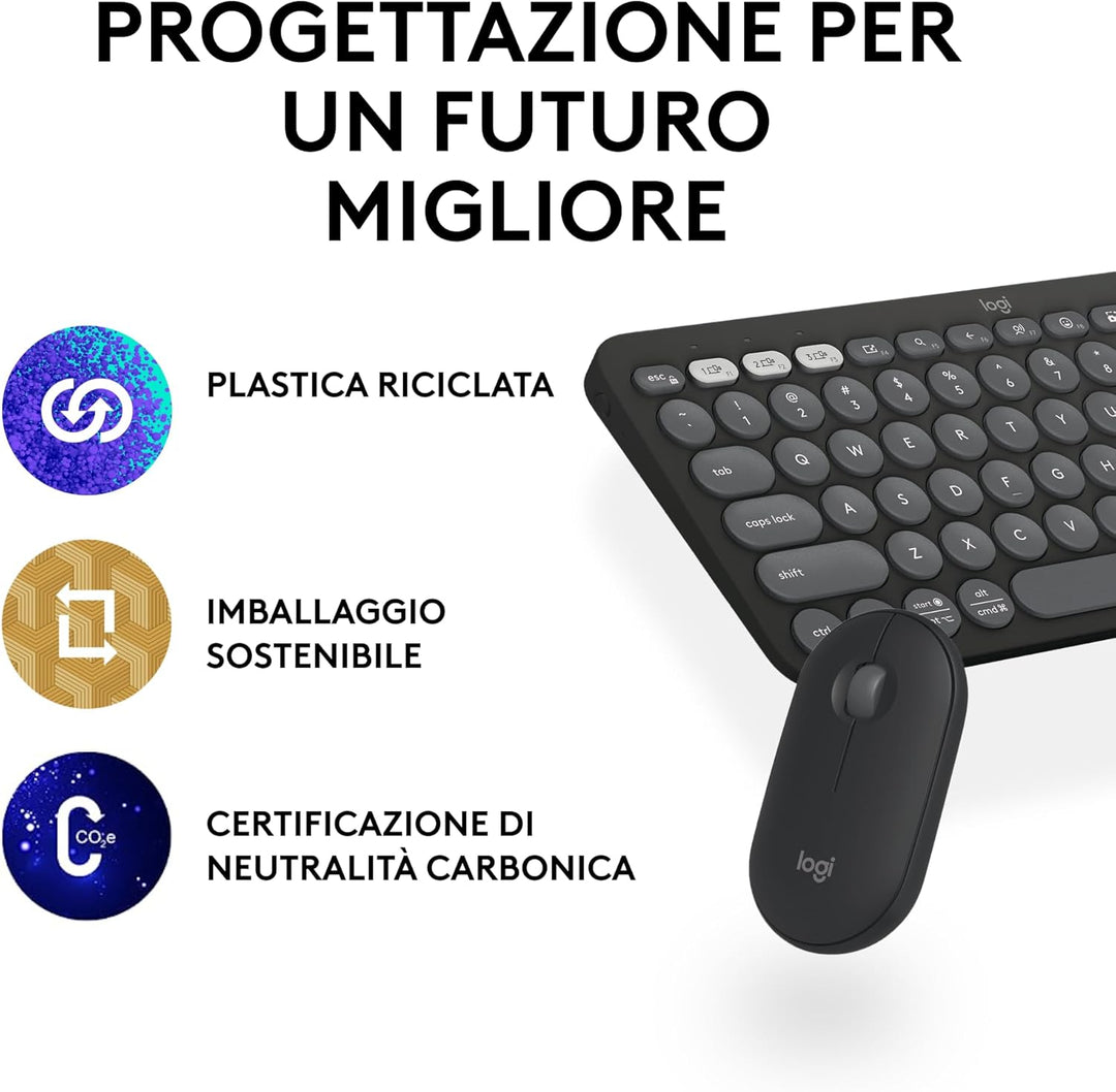 Logitech Pebble 2 Combo - Italienisches QWERTY-Layout, Grafit