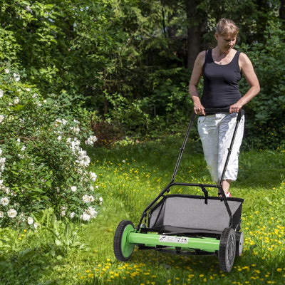 Handrasenmäher Walzenmäher 65Manganstahl Zylinder Rasenmäher 25cm Push Reel Rasenmäher mit Grasfänge