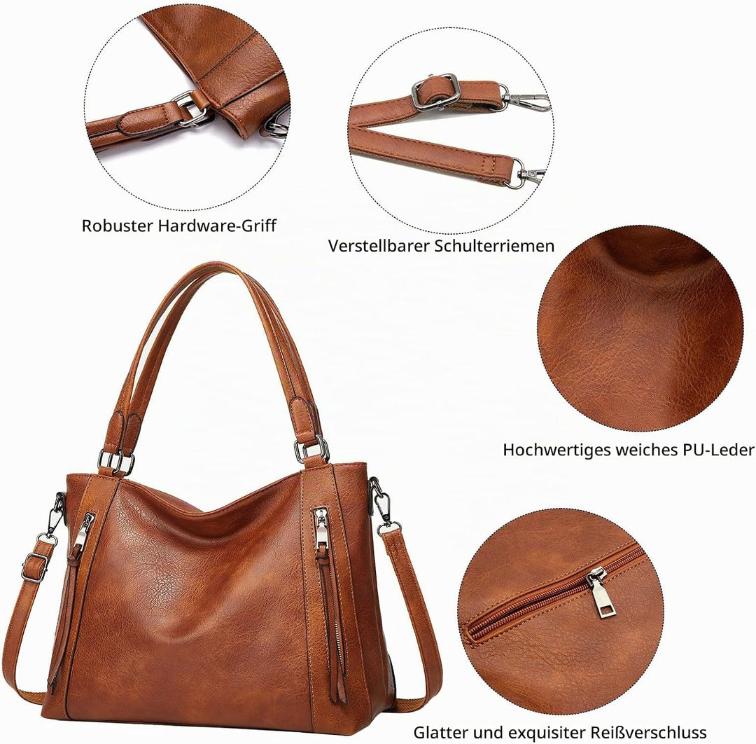 Long Keeper Handtasche Damen Gross - Tote Bag Shopper Damen Leder Umhängetasche Damen Schultertasche