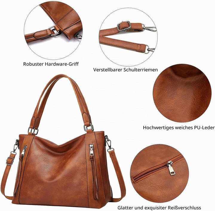 Long Keeper Handtasche Damen Gross - Tote Bag Shopper Damen Leder Umhängetasche Damen Schultertasche