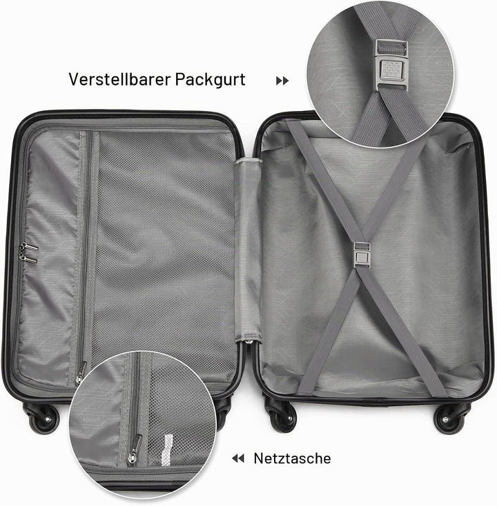 KONO Handgepäck Koffer Hartschale Leicht Reisekoffer mit Rollen und TSA Schloss, Klein Koffer Trolle