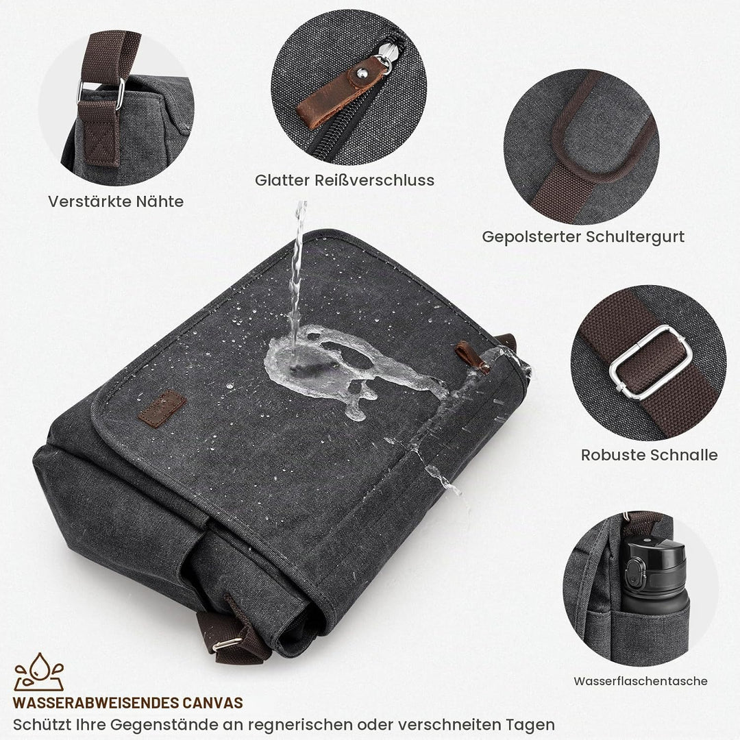 S-ZONE Herren Umhängetasche Grosse Vintage Canvas Messenger Bag Aktenktasche Schultertasche Bürotasc