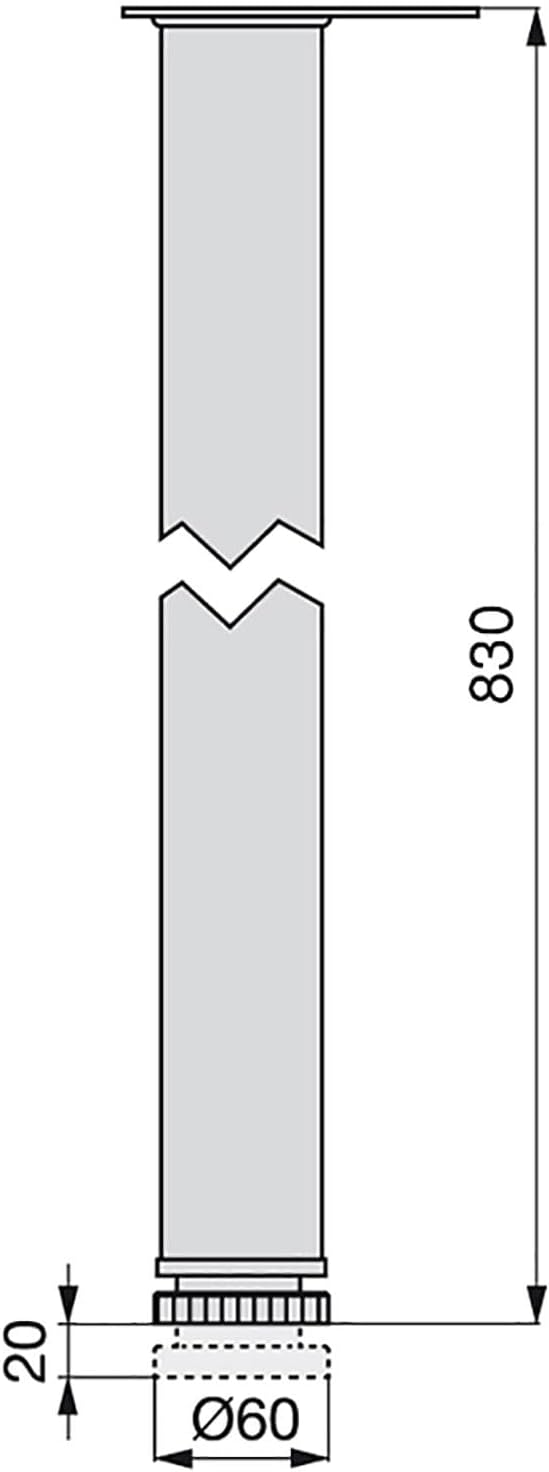 Emuca - Regulierbare Tischbeine Ø60x830mm, 4er Set aus Stahl, regulierbare Höhe 830-850mm, Metallic-