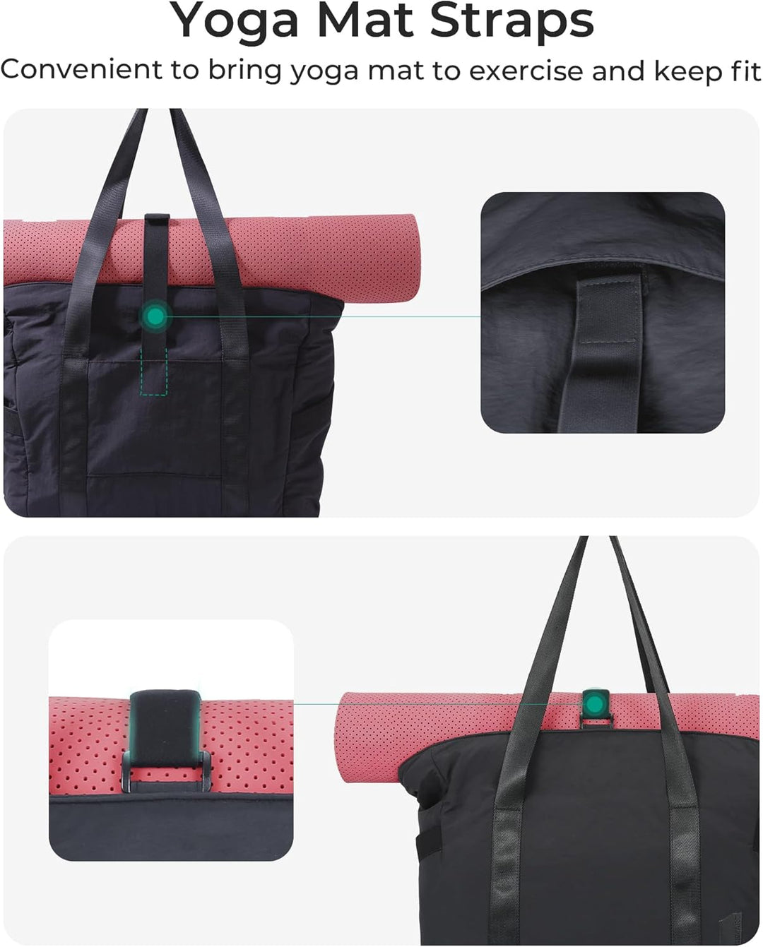 BAGSMART Damen-Einkaufstasche, grosse Umhängetasche, Henkel, Handtasche mit Yogamatten-Schnalle für