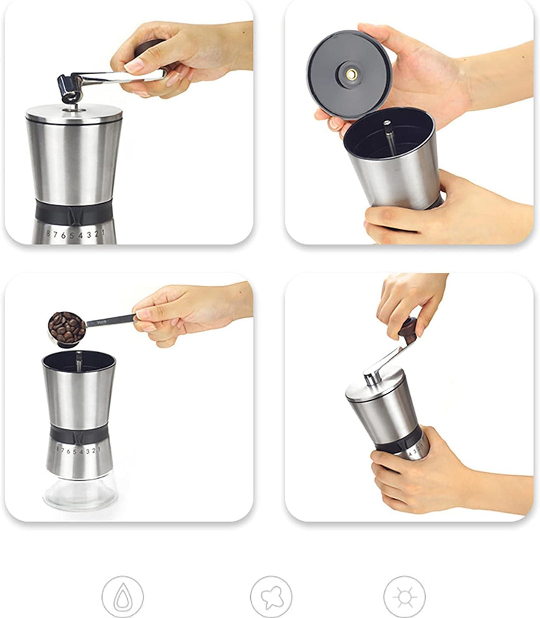 Manuelle Kaffeemühle Konischer Edelstahl 304 Handkurbel Grosser Speicher Kaffee M Hle Handkurbel Sch