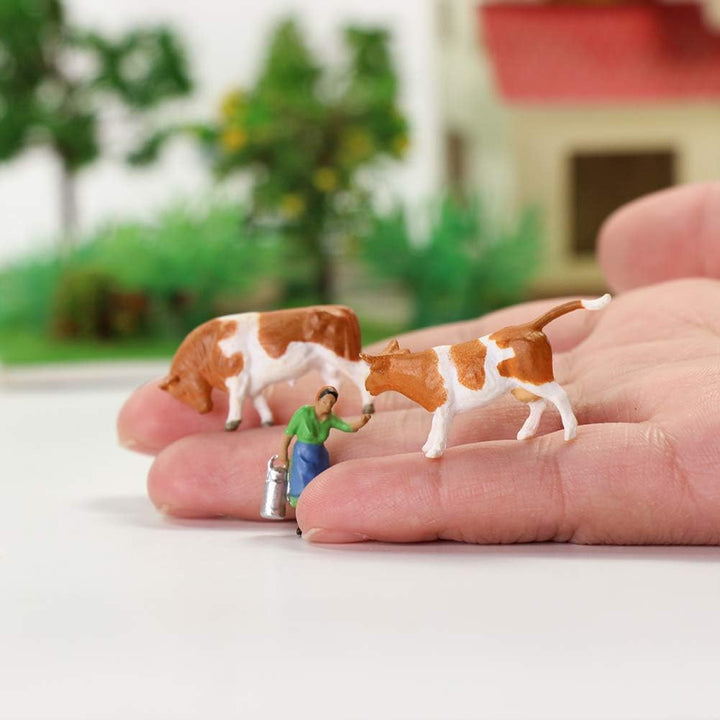 Evemodel 36Stk. Verschiede Rinder Figuren Bunt Spur H0 1:87 Dekor Tiere auf dem Bauernhof Modellbaus