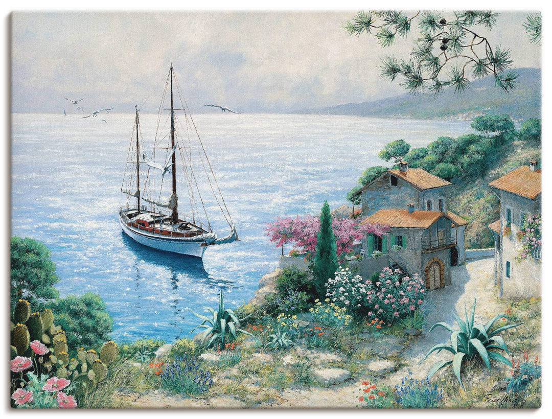ARTland Leinwandbilder Wandbild Bild auf Leinwand 40x30 cm Wanddeko Meer Küste Bucht Toskana Italien