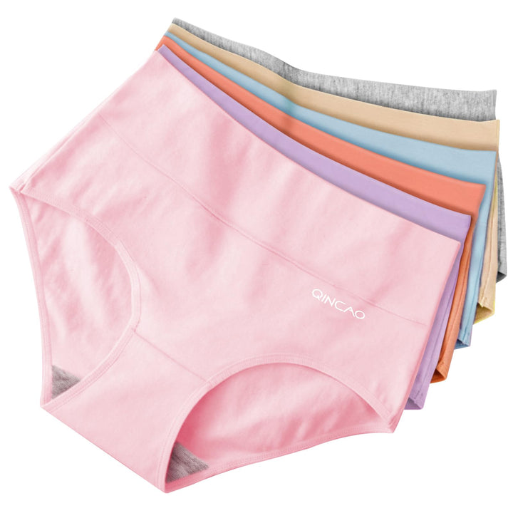 QINCAO Unterhosen Damen, 6er Pack Hohe Taille Slips Baumwolle Unterwäsche, Stretch Atmungsaktiv Pant