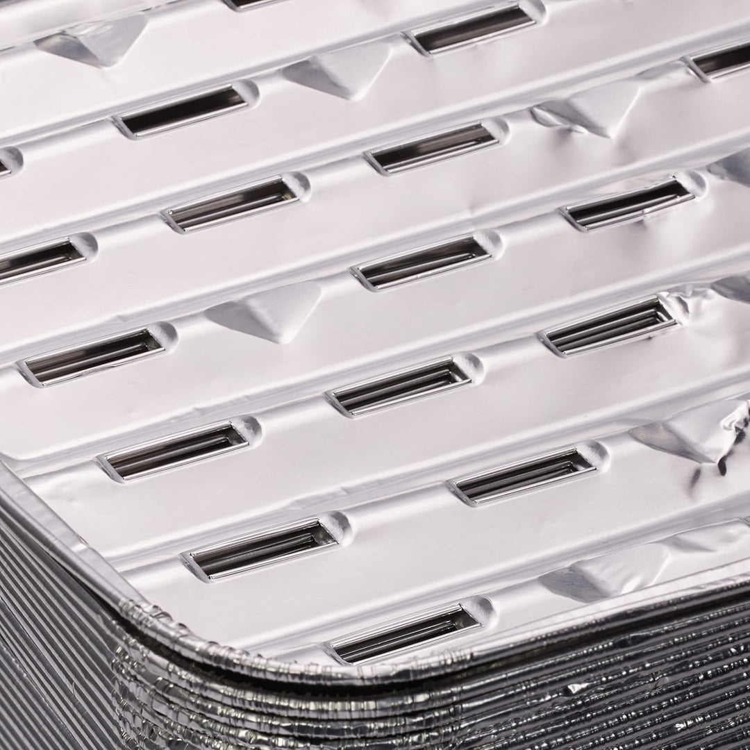 Relaxdays Grillschale Alu, 25er Set, BxT: 34 x 22 cm, Aluminiumschale mit Löchern, bis 260°C, Grill