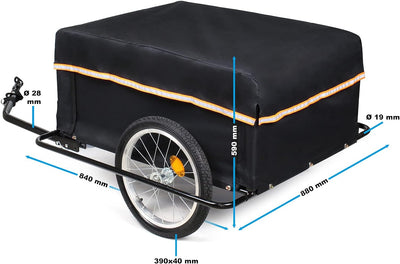 Fahrrad Lastenanhänger bis 65kg mit Radschutz-Rahmen, umklappbarer Deichsel und Schnellkupplung