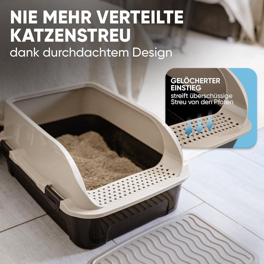 CROPLAS Katzenklo offen gross ohne Deckel,Katzenklo hoher Rand mit Streumatte &amp; Schaufel, grosse Kat