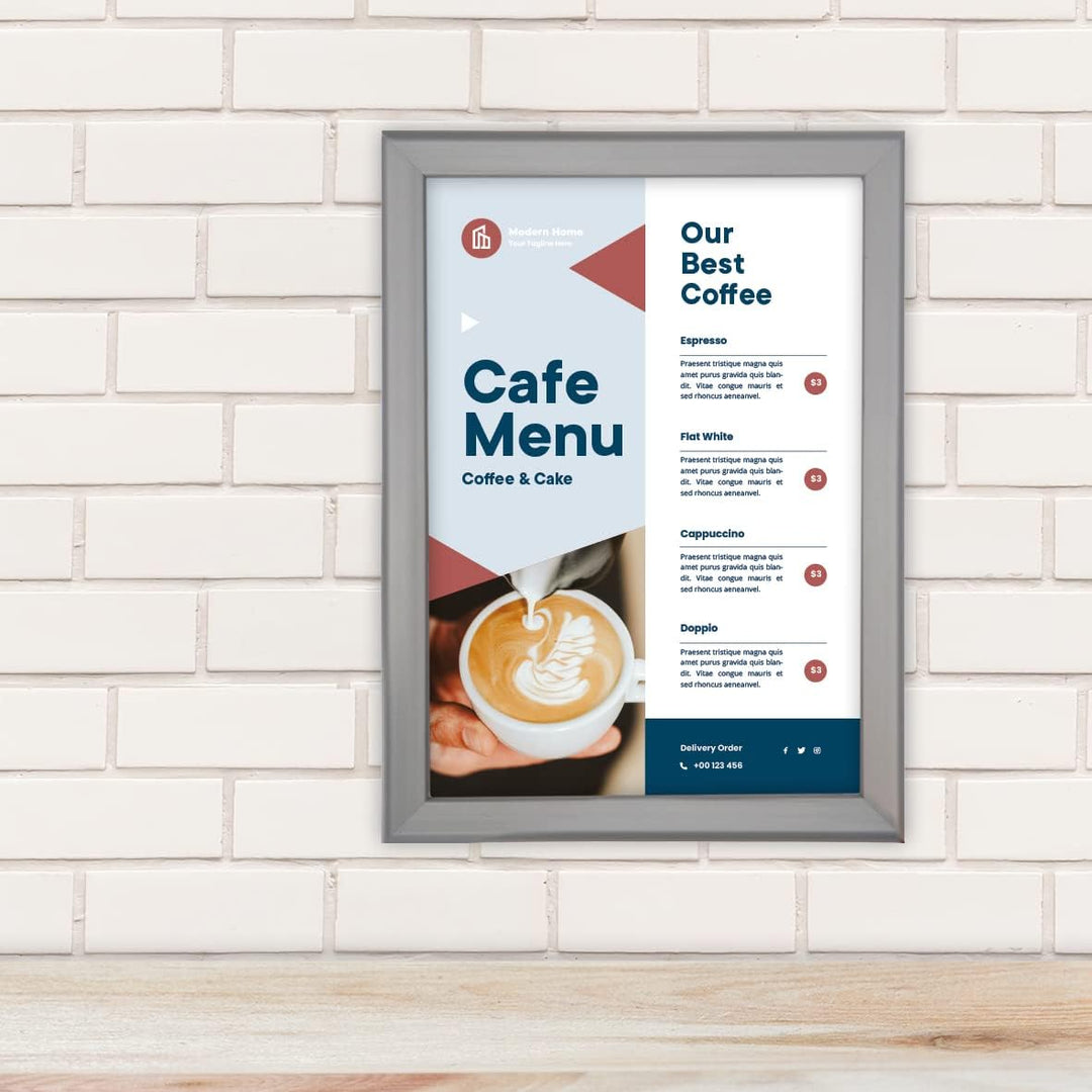 EUROPEL Klapprahmen A4 mit 20 mm Aluminium-Profil - aufklappbarer Plakatrahmen mit Gehrungsecke - Sc