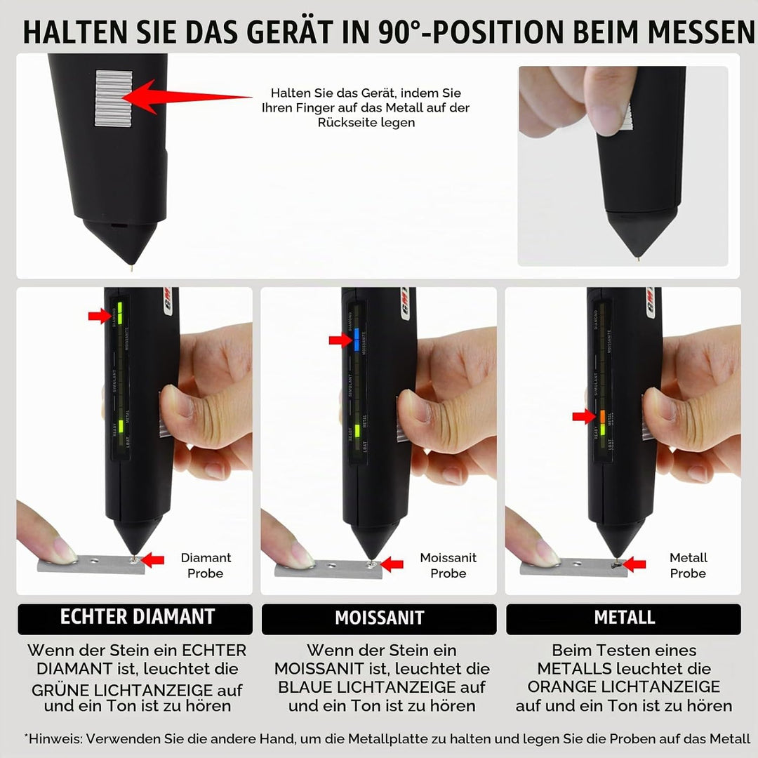 Nagelneue hohe Genauigkeit Berufsjuwelierediamant Moissanit Prüfer Edelstein 2pt Juwel Stein Combo E