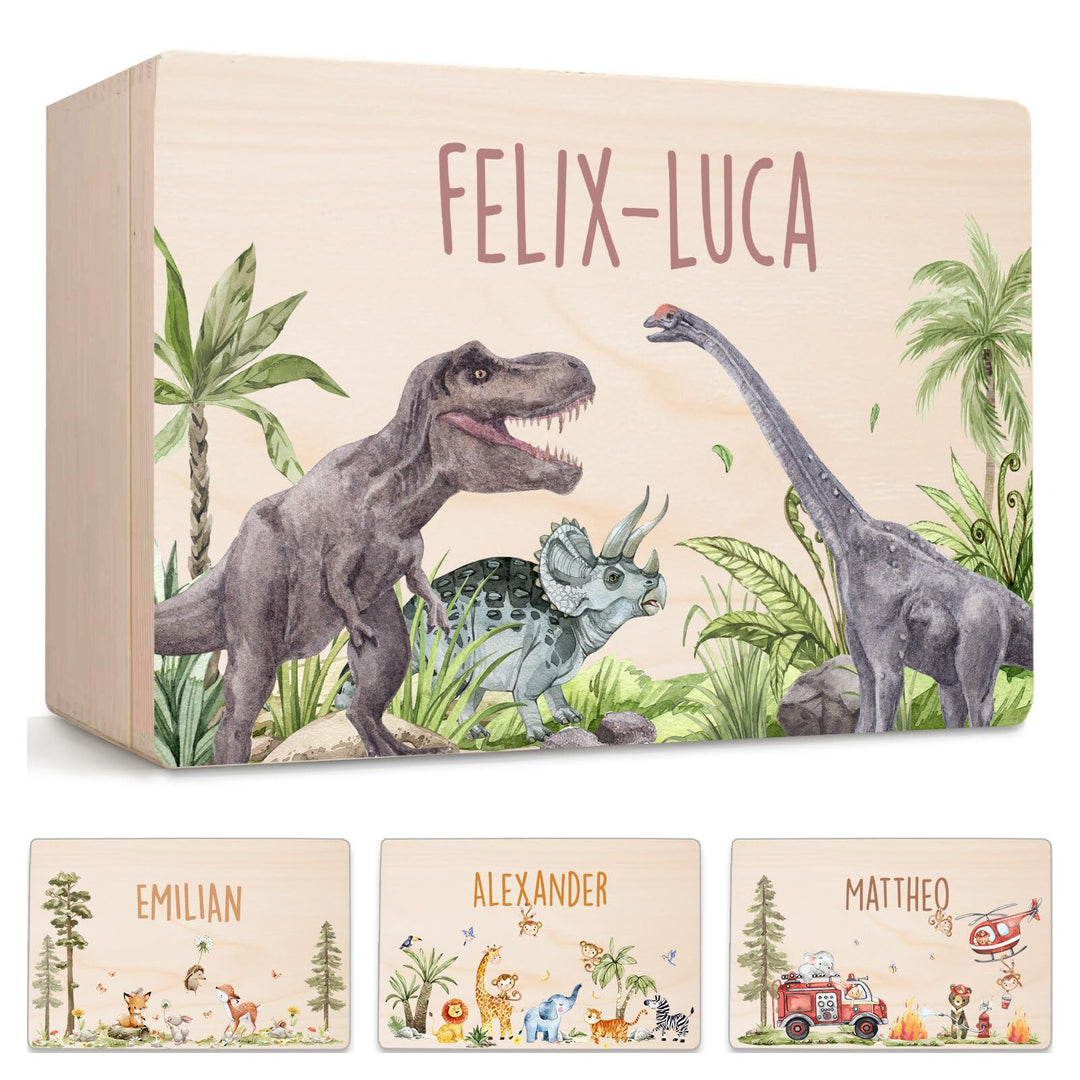 Little Deco Personalisierte Baby-Erinnerungskiste aus Holz | M - 30 x 20 x 13 cm | mit Dinosaurier G