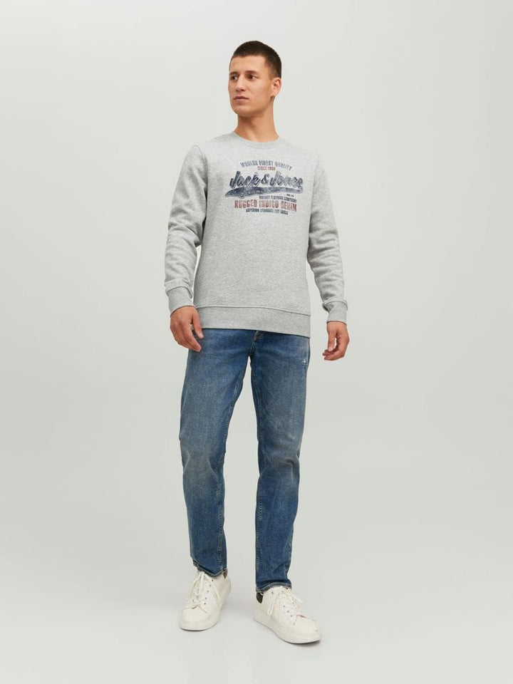 JACK & JONES Male Sweatshirt Einfarbig Sweatshirt M Light Grey Melange, M Light Grey Melange