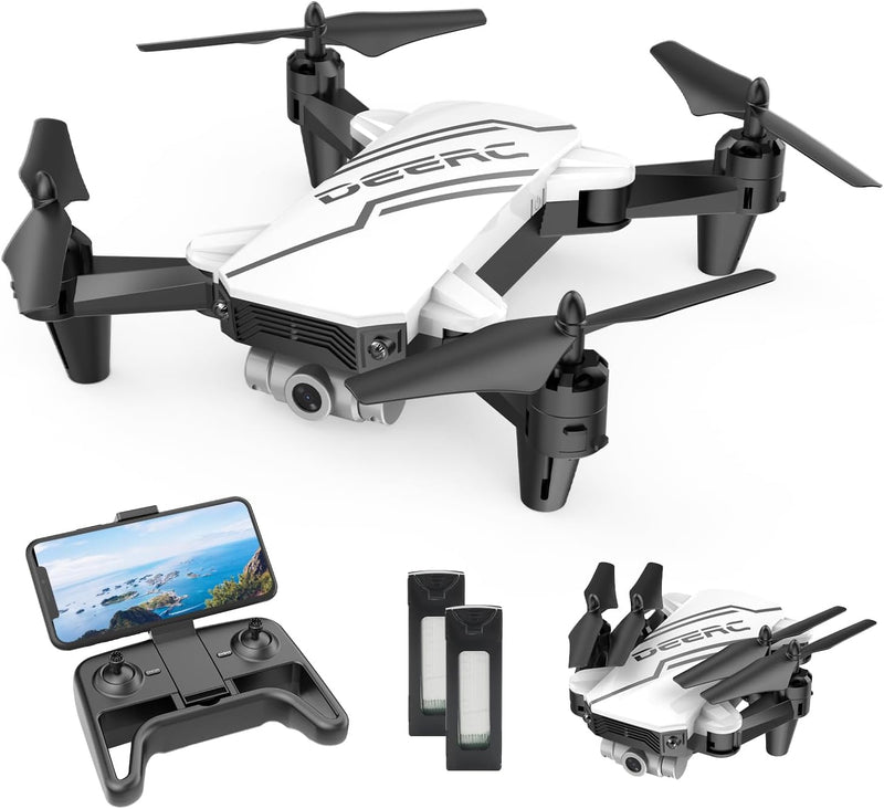 DEERC D20 Mini Drohne für Kinder mit Kamera, Faltbar RC Quadcopter mit 720P WiFi Kamera,2 Akkus Lang