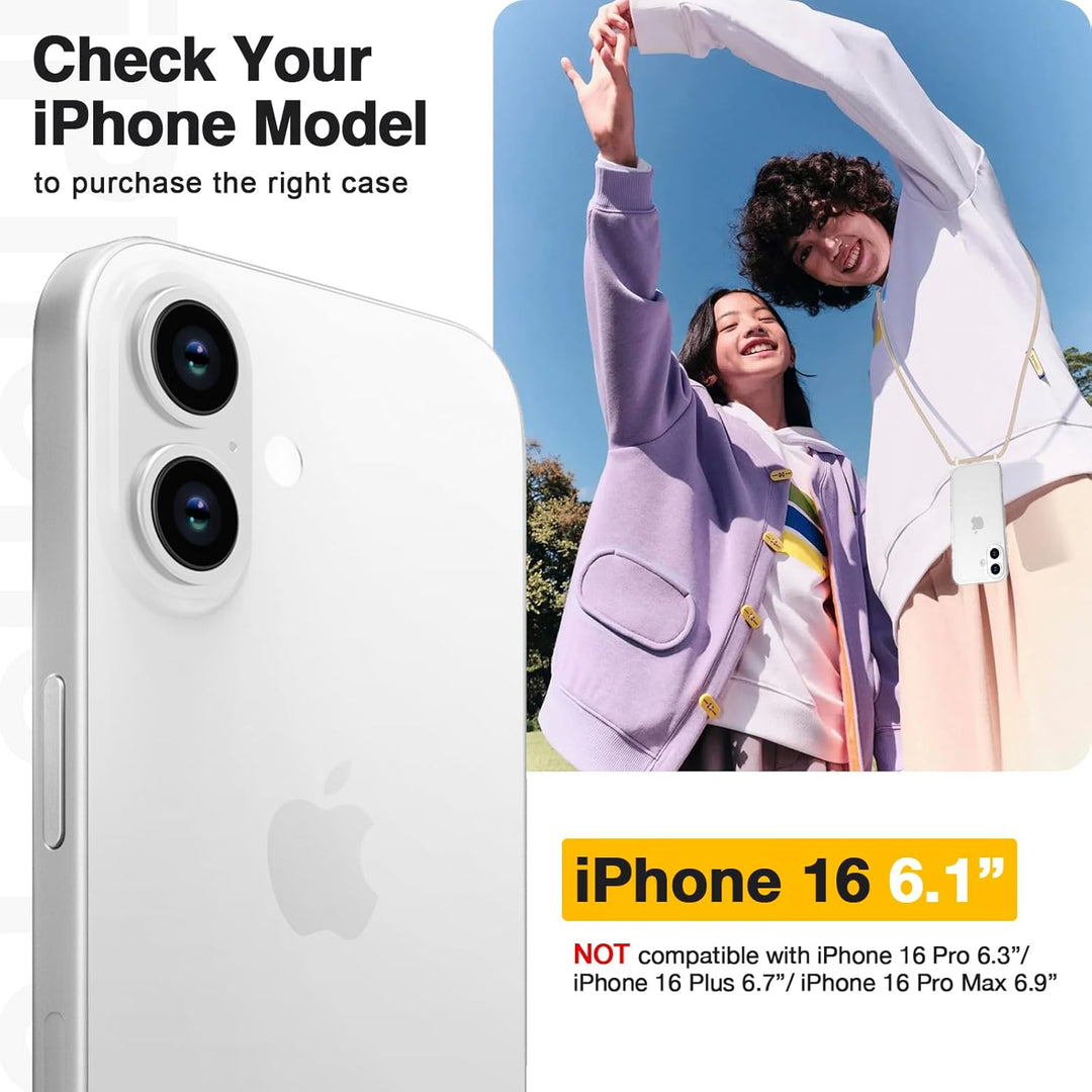 GOODVISH Handykette für iPhone 16 Hülle mit Band (6.1") | Kameraschutz und Bildschirmschutz | | Neck