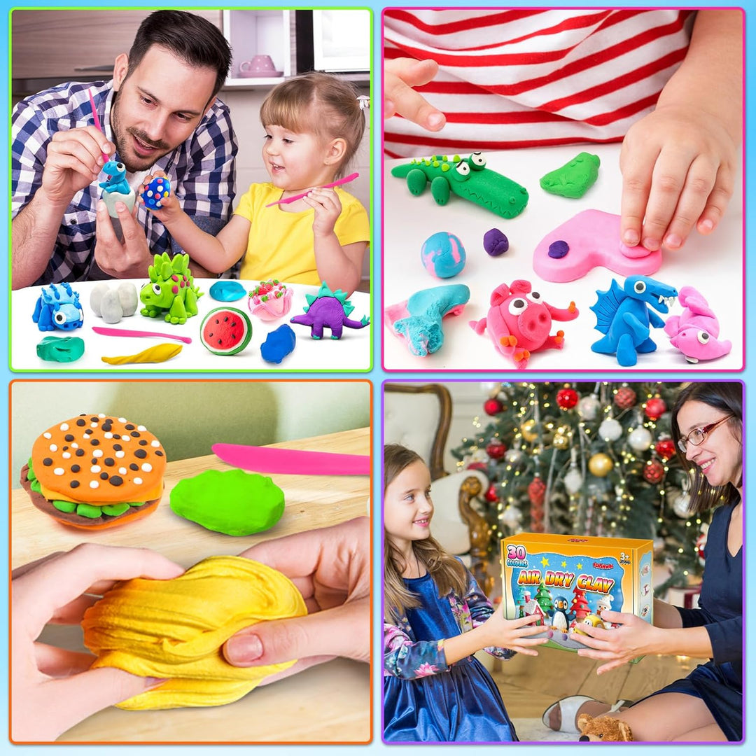Modelliermasse Lufttrocknend, 80 Farben Lufttrockener Magischer Knete für Kinder, Air Dry Clay, 80 F