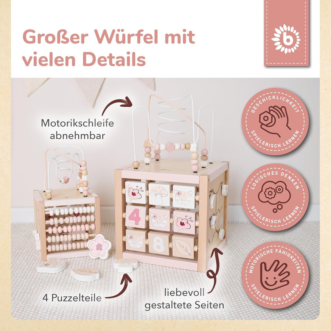 Bieco Motorikwürfel REH Ella XXL nachhaltiges Holz FSC® | Spielwürfel Baby | Motorikwürfel ab 1 Jahr