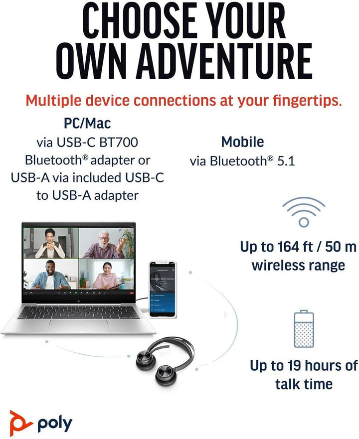 Poly BT Headset Voyager Focus 2 UC inkl. LS USB-C/A Teams