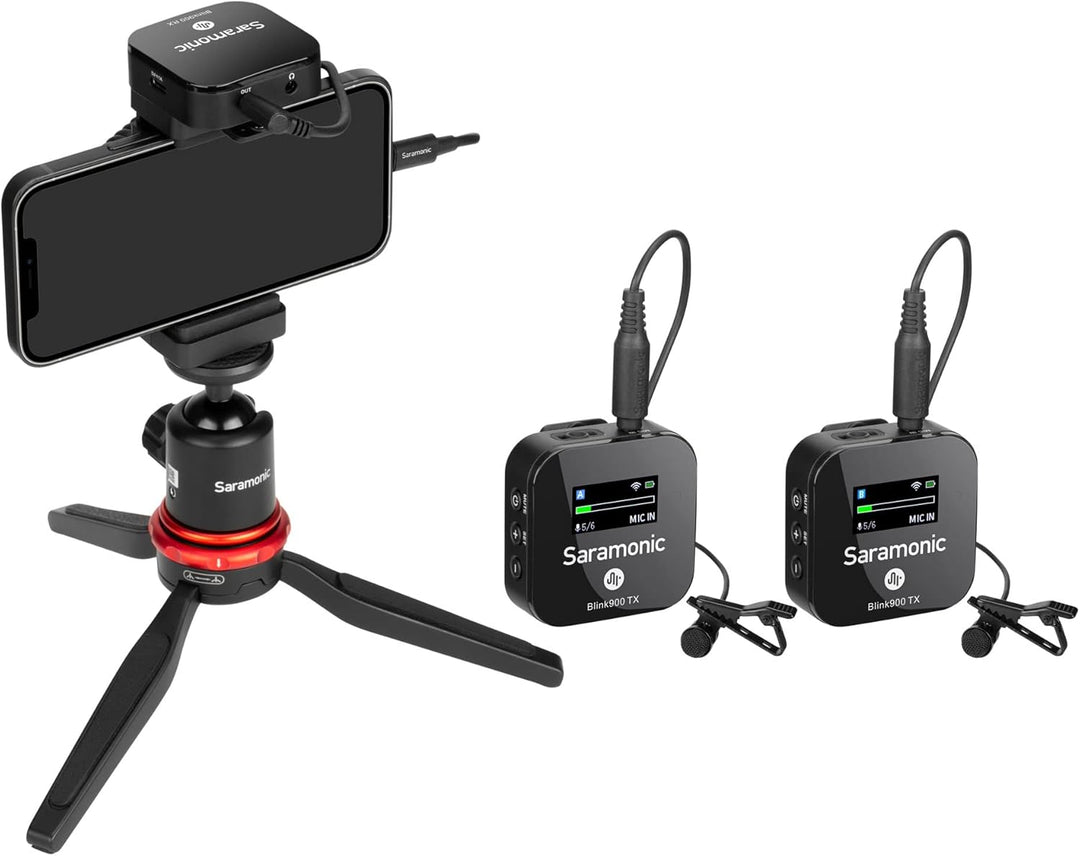 Saramonic Kabelloses Mikrofonsystem, Blink900 B2 Ultracompact Zweikanal-Mikrofon für DSLR, spiegello