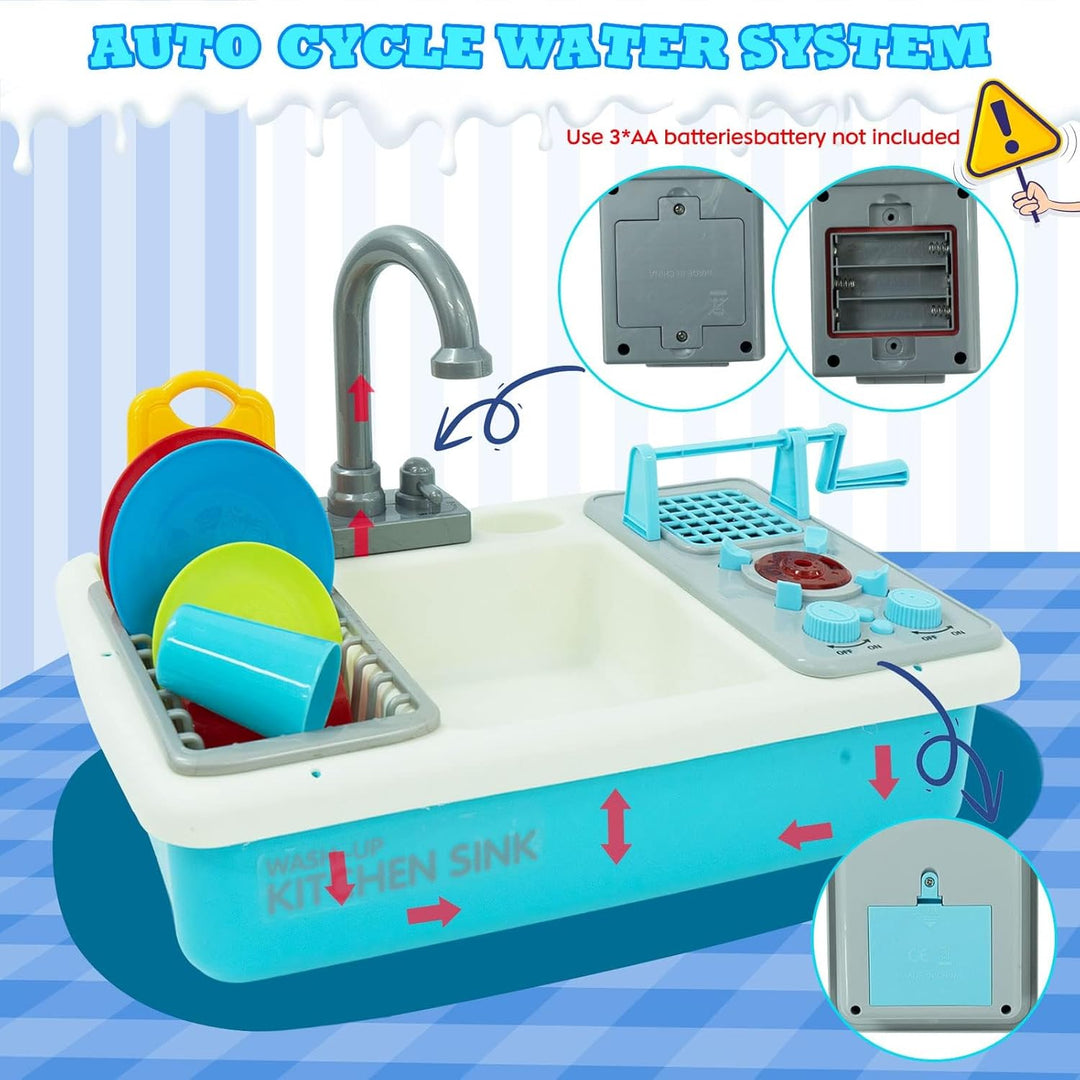 Küchenspüle Spielzeug,Küchenspüle Spielzeug Set mit Wasserkreislauf und Grillfunktion, Spülbecken fü