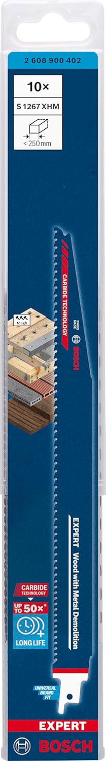 Bosch Professional 10x Expert ‘Wood with Metal Demolition’ S 1267 XHM Säbelsägeblatt (für Holz mit z