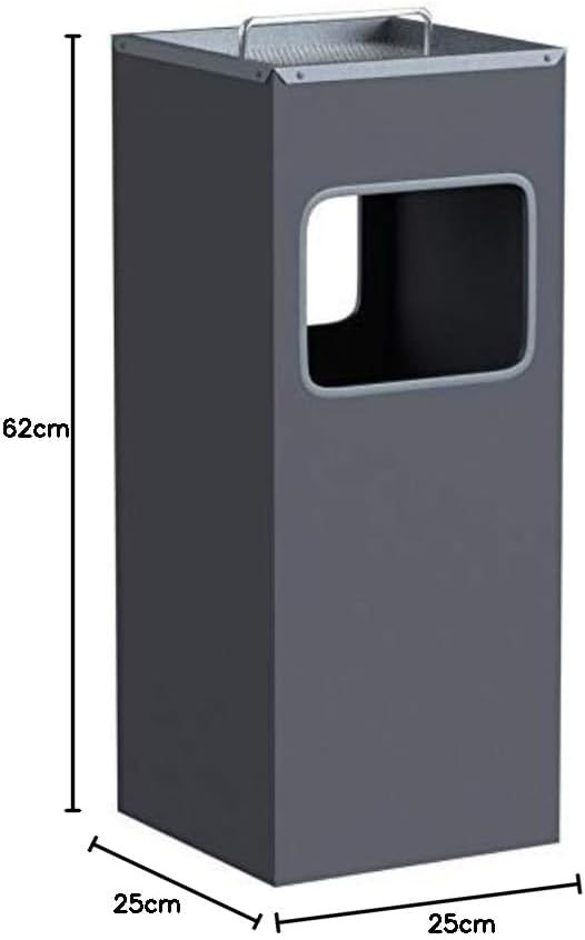 Durable Papierkorb Metall mit Ascher, entnehmbarer Inneneimer und Ascher, eckig, anthrazit, 333158 a