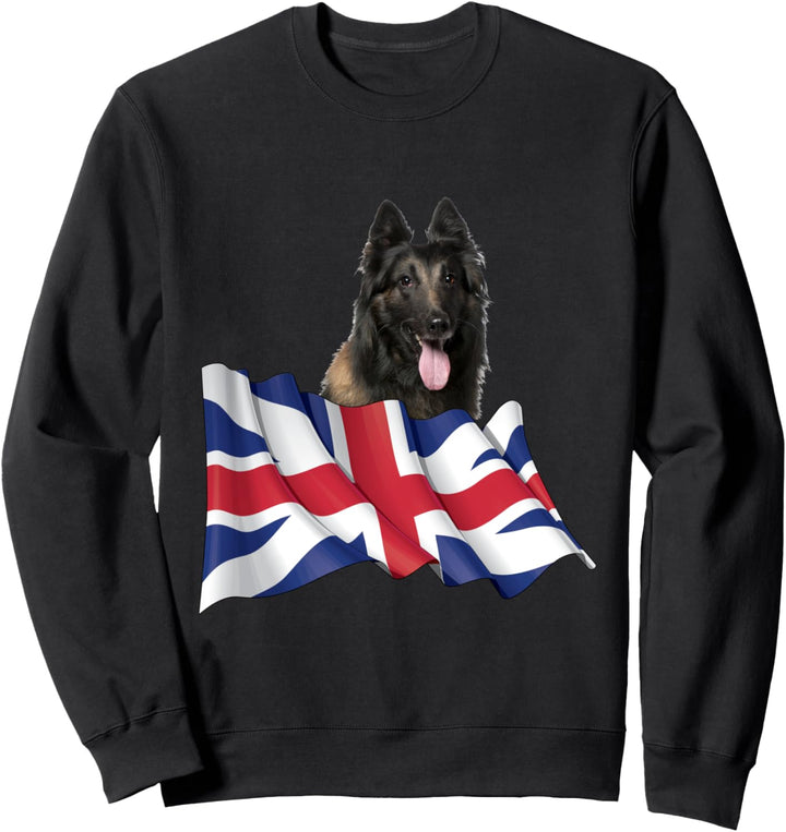 Union Jack Flag Dog Belgian Tervuren Sweatshirt