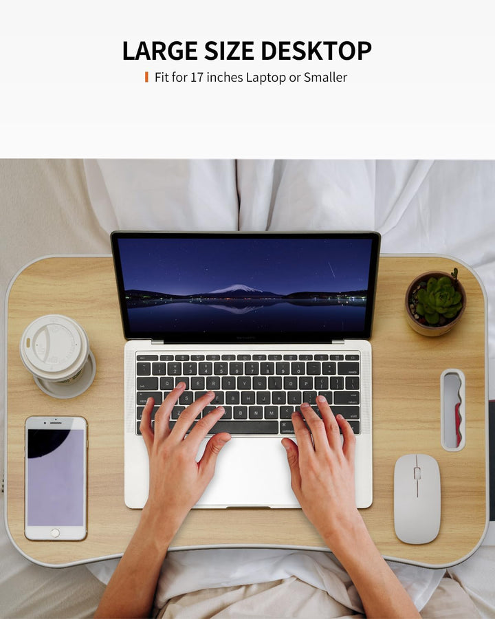 Faltbarer Laptoptisch, tragbarer Schossschreibtisch, Betttisch, Laptopständer mit Getränkehalter & T