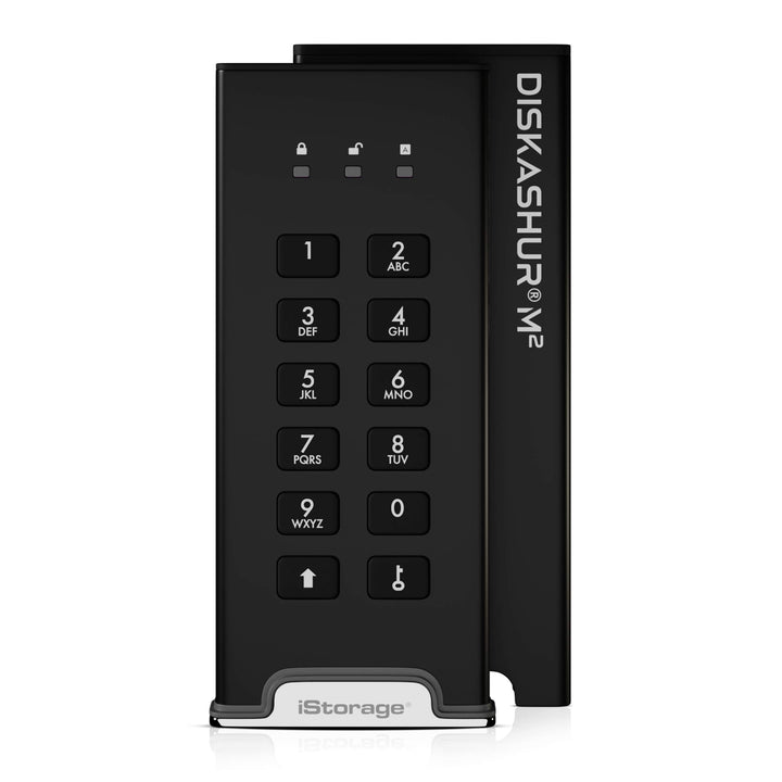 iStorage diskAshur M2 500GB – PIN authenticated, hardware encrypted USB 3.2 portable SSD. Ultra-fast