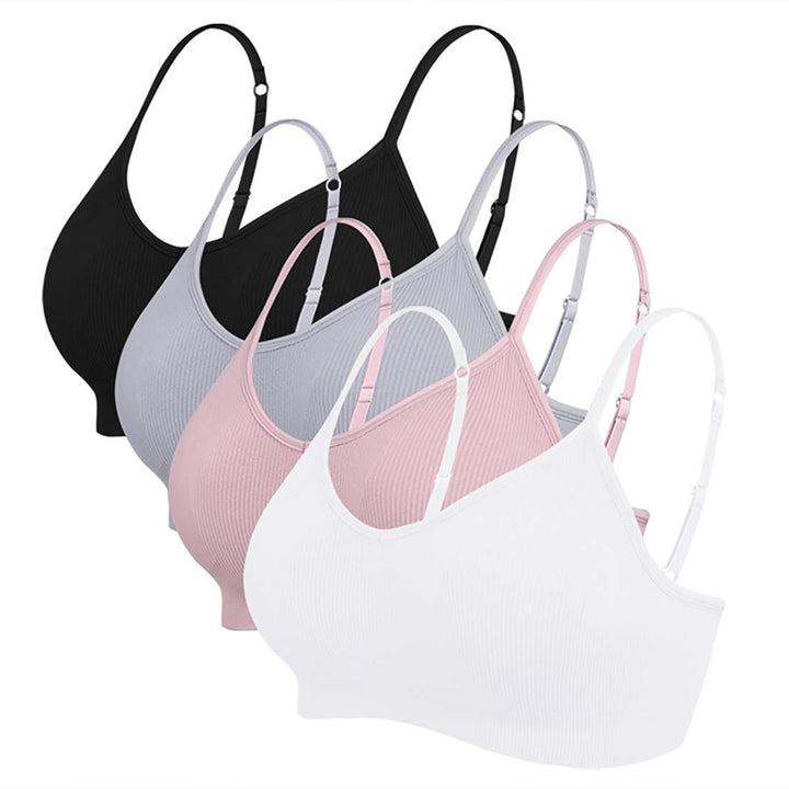 Vertvie Damen 2/3/4er Set Basic Wohlfühl BH Sport BH Spaghettiträger Bralette ohne Bügel Nahtlose Ge