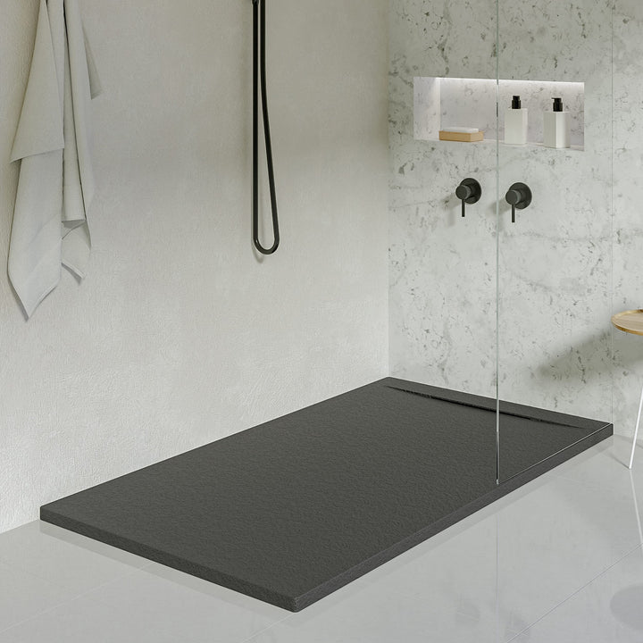 KOES - Kunstharz-Duschwanne Modell LIENA – 70x130 – Schwarz RAL 9005 70x130cm Schwarz, 70x130cm Schw