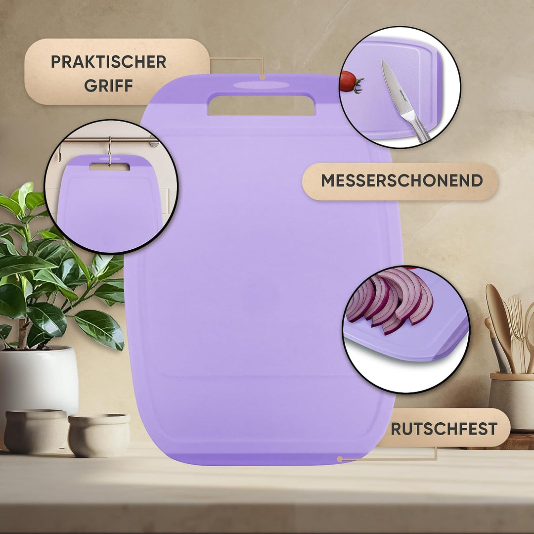 NEOFLAM® Schneidebrett Kunststoff gross, mittel, klein – Schneidebretter spülmaschinenfest, Schneide