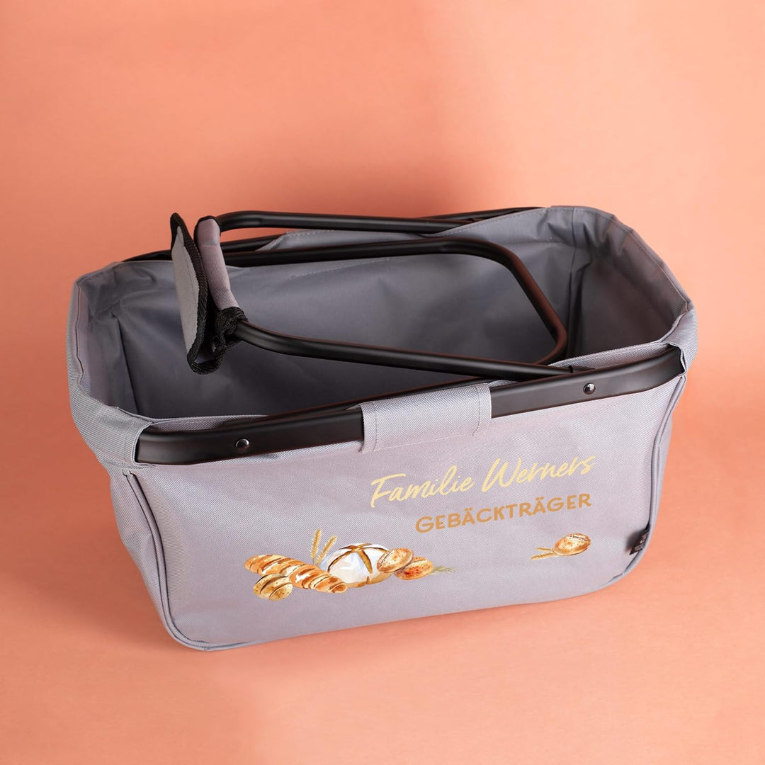 Herz & Heim® Einkaufskorb personalisiert/faltbar/modernes Design/Geschenk-Idee für Jedermann (Gebäck