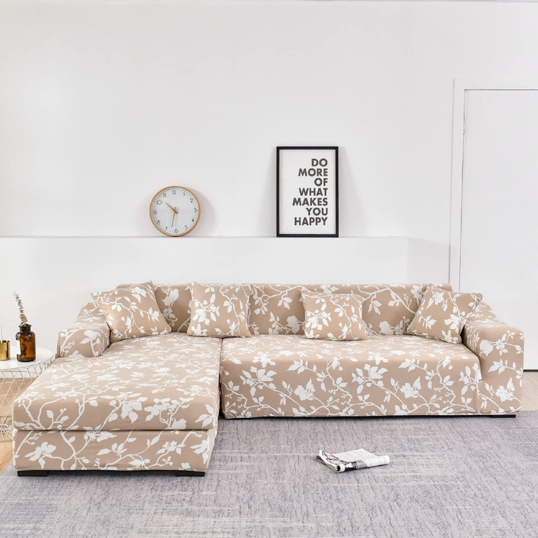 ShowyLive Sofa Überzug Couch Überzug 2er Set für Ecksofa L-Form Sofabezug 3 Sitzer+3 Sitzer, mit 4 S
