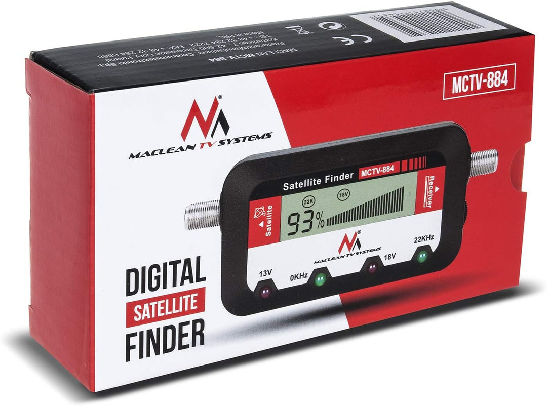 Maclean MCTV-884 Satfinder mit Tonsignalisierung Messgerät Satelliten-Finder Tonsignal LCD Display F