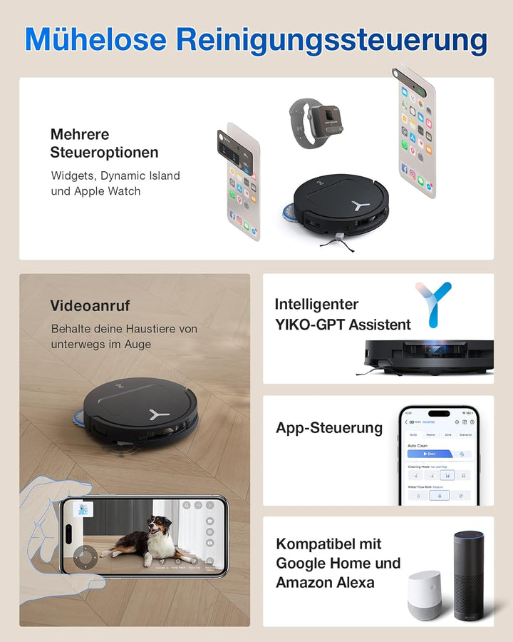 ECOVACS DEEBOT T50 PRO Omni Saugroboter mit Wischfunktion, Ausfahrende Seitenbürste und Wischmopp, 1