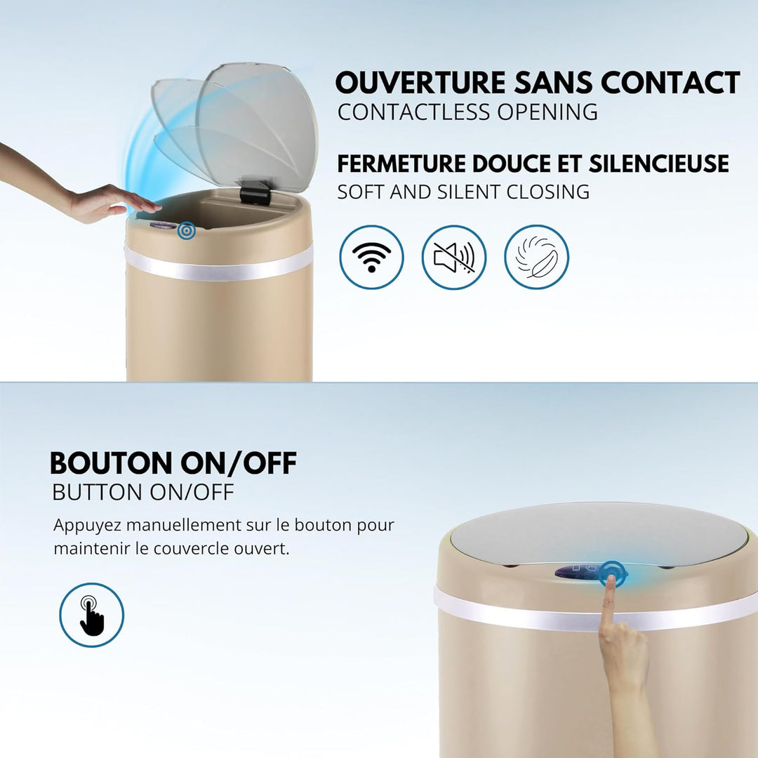 Kitchen Move Automatischer Abfalleimer mit Sensor, Edelstahl, 42 Liter, Durchmesser , mit Deckel, ta