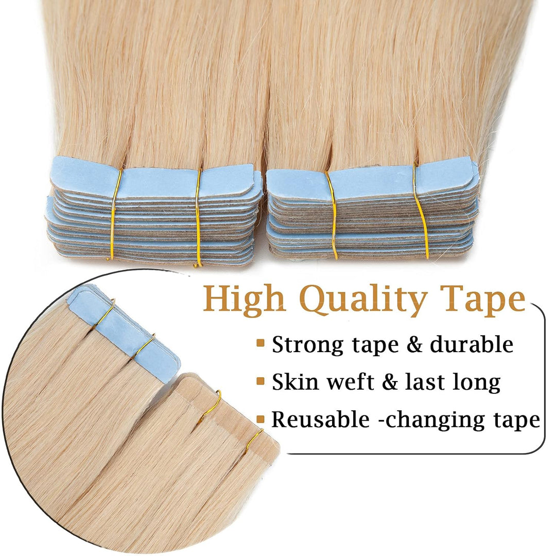 SEGO Tape in Extensions Echthaar Haarverlängerung Klebeband Haarteil 100% Remy Human Haar (40 stück+
