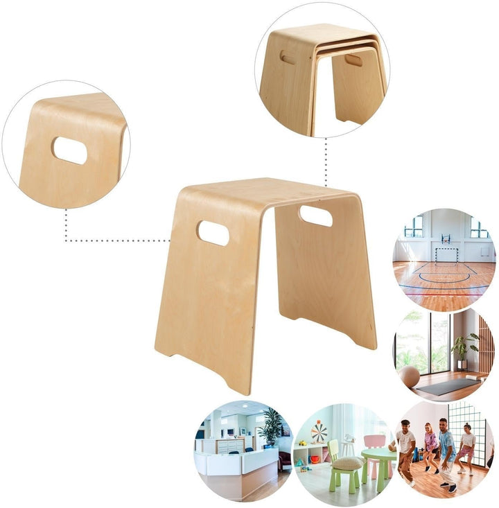 Home4You Sitzhocker - Stapelbar - Belastbar bis 80 kg - 47 x 45 x 42 cm - Braun - Birkenholz - Stape