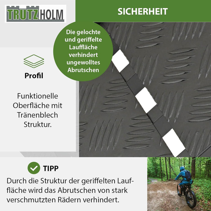 TRUTZHOLM 2 x Auffahrrampe 226 x 28,5 cm Traglast 1360 kg Alu klappbar geriffelt schwarz Motorradram